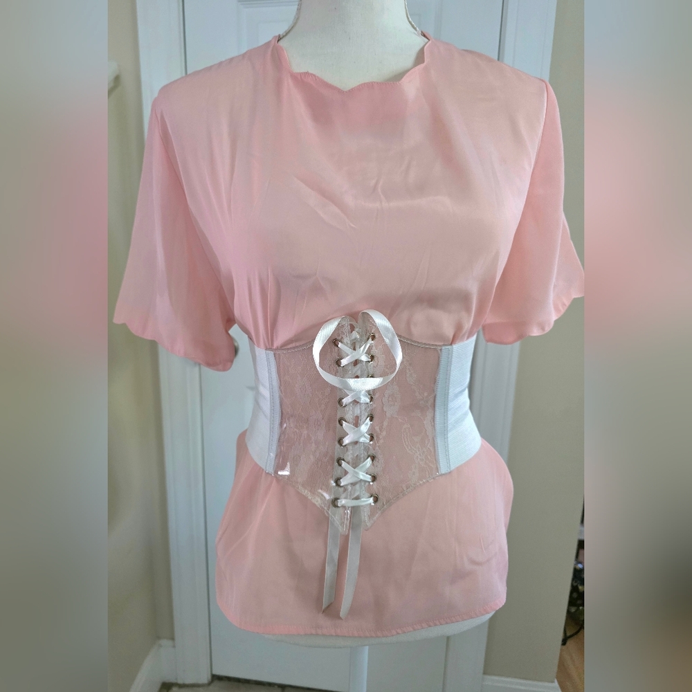 White Lace-Up Corset Belt - Picture 2 of 5